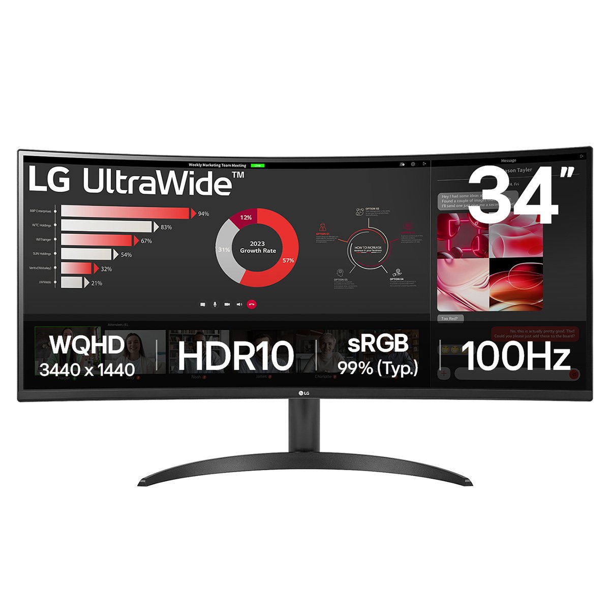 LG 34WR50QK-B computer monitor 86.4 cm (34") 3440 x 1440 pixels Wide Quad HD Black