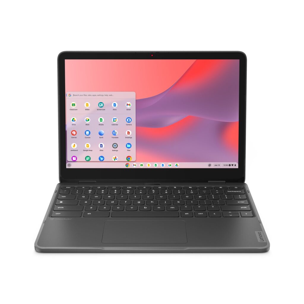 Lenovo 500e Yoga Chromebook Gen 4 Intel® N N100 31 cm (12.2") Touchscreen WUXGA 8 GB LPDDR5-SDRAM 64 GB eMMC Wi-Fi 6E (802.11ax) ChromeOS UK English Grey