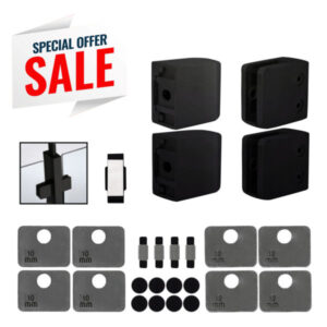 New Arrivals SPECIAL SALES – (GC-055-FB) Stainless Steel 304 Grade Heavy Duty Square Flat Back Glass Clamp 55 x 55 mm for 3/8″ or 1/2″ Tempered Glass or Laminated Glass – Matte Black Finish