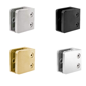 (GC-057-F_) Square Glass Clamp for Flat Surface Square Tubing & Glass Balustrade, for Glass Thickness 3/8″ or 1/2″