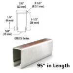 stainless steel 304 grade satin brushed u channel cap rail for 1/2″ or 5/8″ glass thickness (gruct510 s)