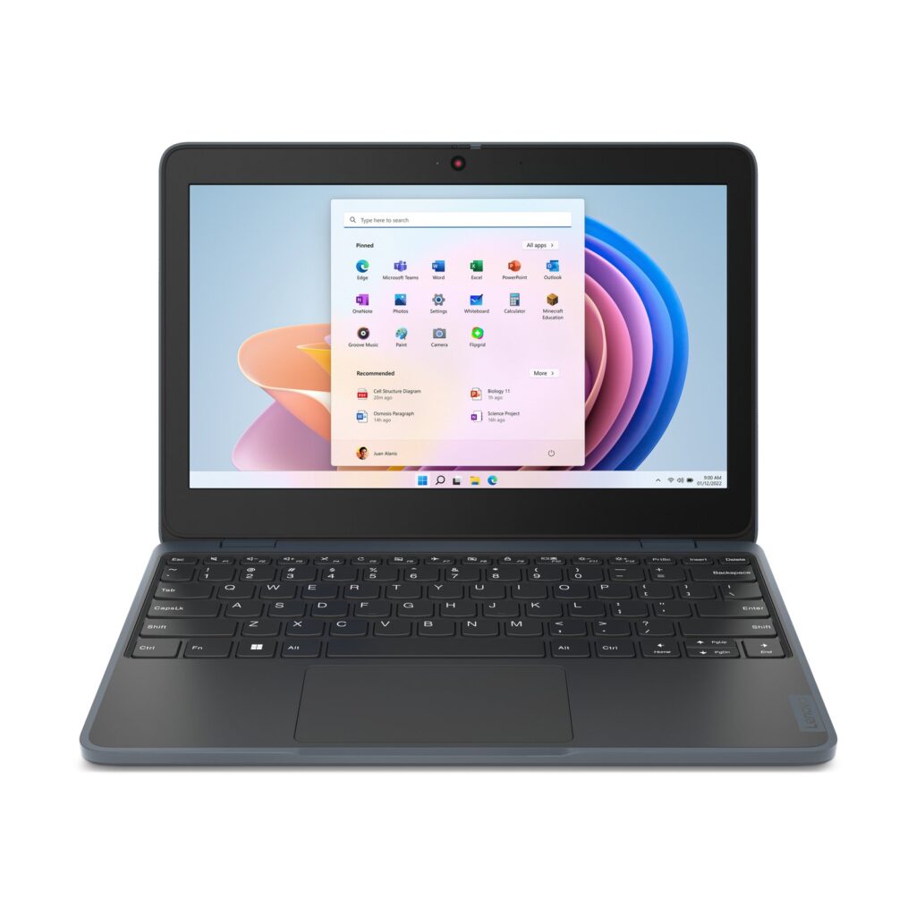 Lenovo 100w Gen 4 Intel® N N100 Laptop 29.5 cm (11.6") HD 4 GB LPDDR5-SDRAM 128 GB SSD Wi-Fi 6 (802.11ax) Windows 11 Pro UK English Grey