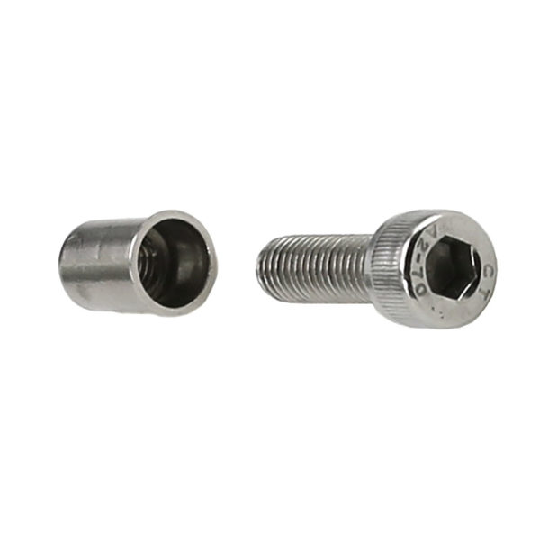 Stainless Steel M8-1.25 x 25mm (A2-70) Hex Socket Screw & Rivet Nut Set for Glass Clamp